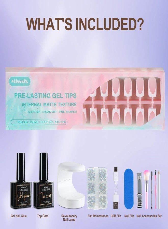 Misssix Deep French Tip Press On Nails, 160Pcs French Gel Nail Tips Short Square, Pink White Soft Gel Fake Nails, X-BASIC Tips Starter Kit for Nail Art DIY 16 Sizes - Image 5